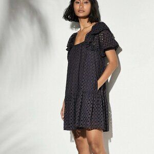 HappyxNature Kate Hudson Solara Eyelet Mini Dress Embroidered Cotton S